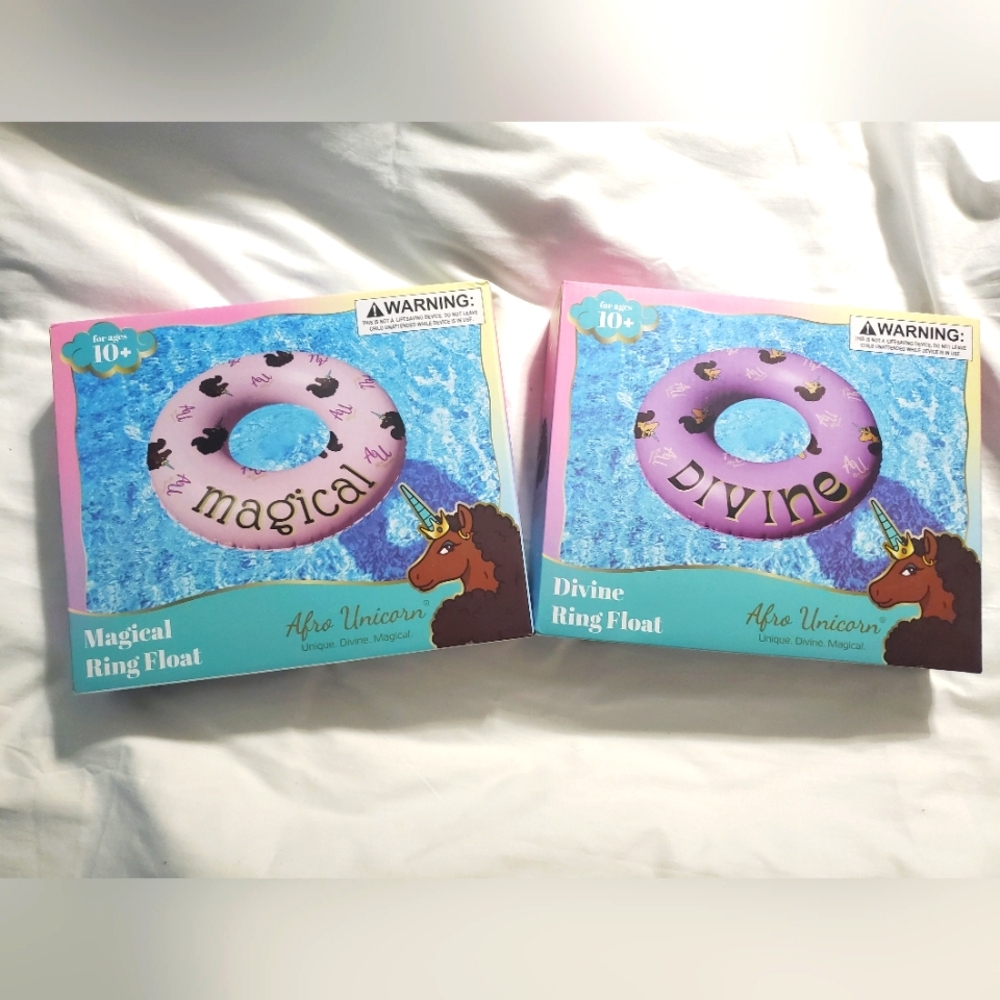 : 2 new afro unicorn divine and magical pool beach ring floats float